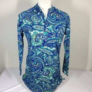Coolibar Womens Large Long Sleeve Swim Shirt UPF 50+ Ruched Sides